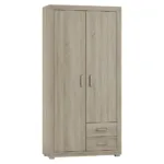 100 Cm Breiter Kleiderschrank Mit 2 Türen, 7 Fächern Und 2 Schubladen |  Farbe: Sonoma Eiche | Tiefe: 40 Cm in Kleiderschrank Tiefe 40