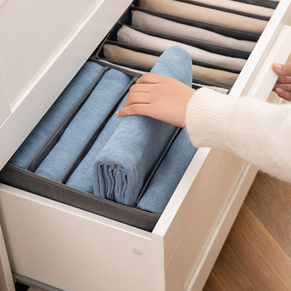 7-Gitter Schubladen-Organizer Faltbarer Kleiderkasten T-Shirt Jeans  Leggings Schrank Tidy 35X17X12Cm Ordnungsboxen throughout Ordnungsboxen Kleiderschrank