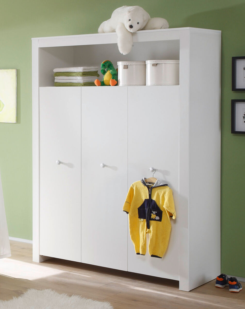 Baby Schrank Kleiderschrank Weiß 3 Türen Blau Kinderzimmer Möbel with regard to Kleiderschrank Baby