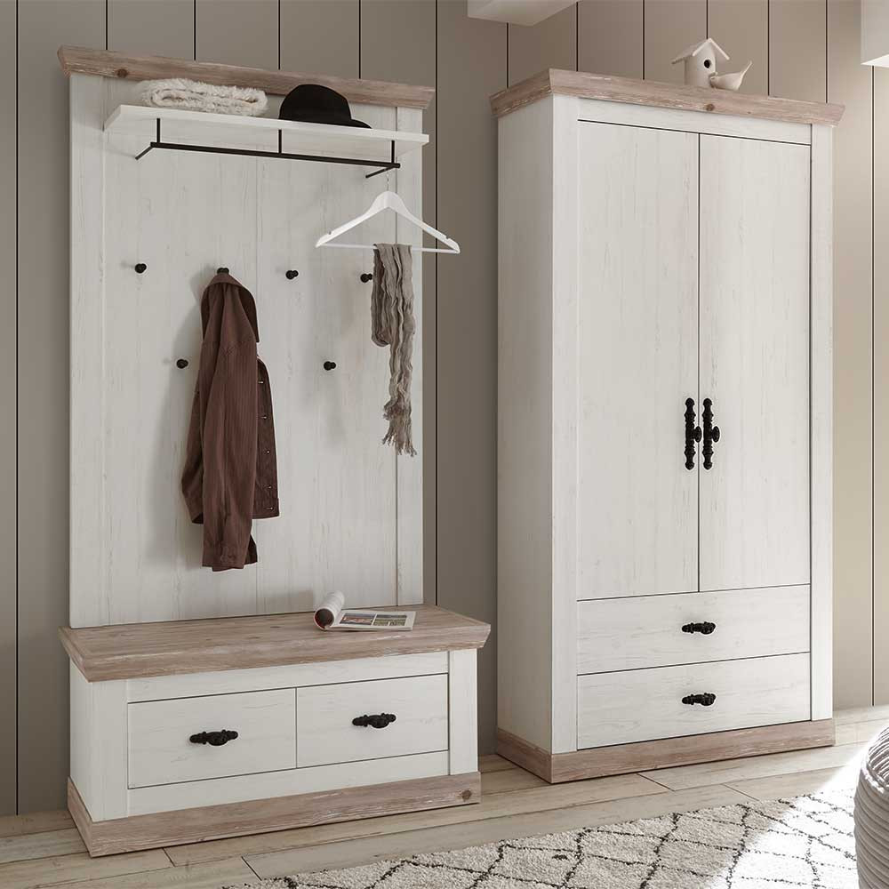 Flur Garderobe &amp; Bank &amp; Schrank - Nedita (Dreiteilig) with Kleiderschrank Flur