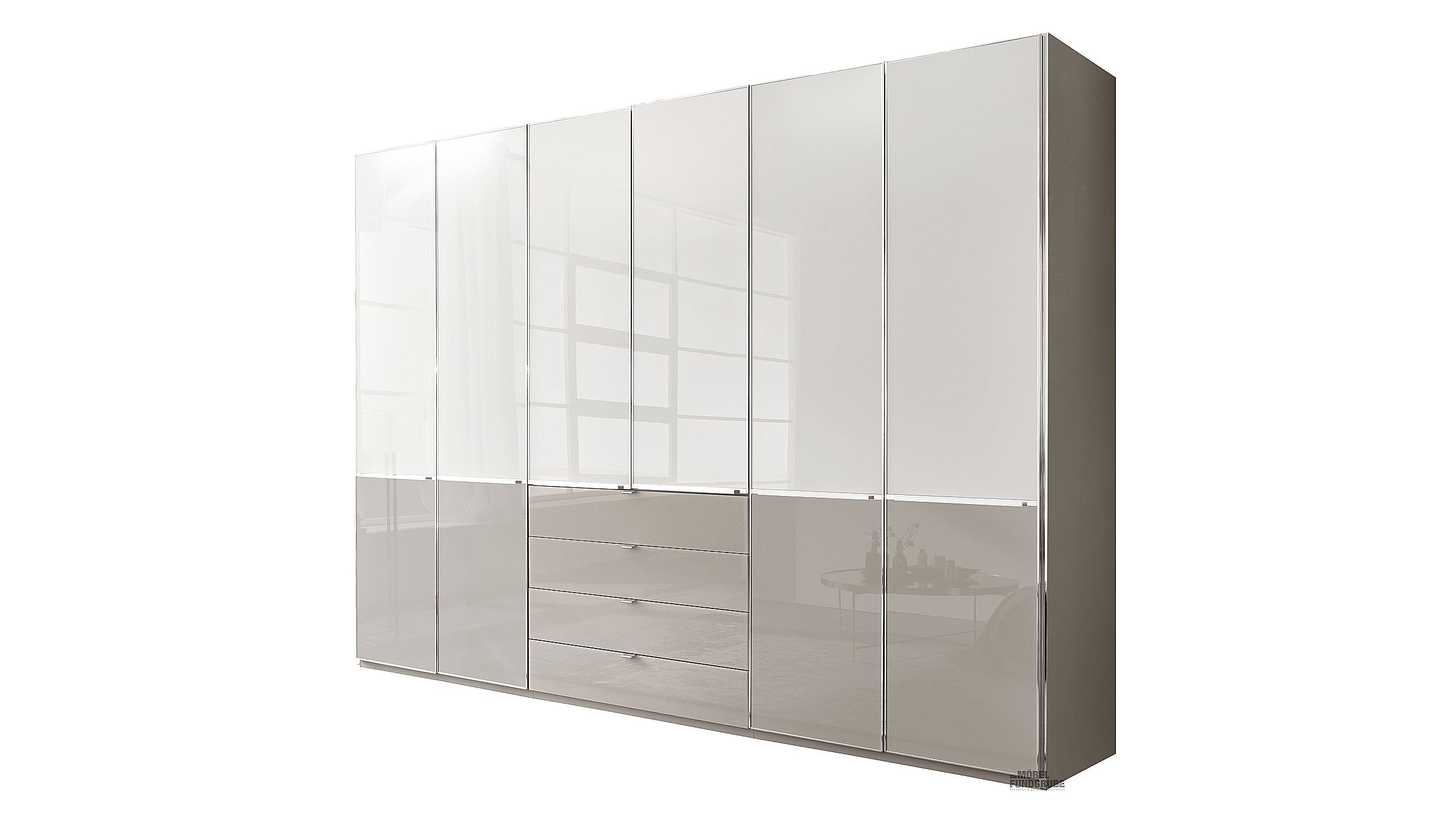 Kleiderschrank Glasfront 300 Cm Alpinweiß - Shanghai 2 intended for Kleiderschrank Glasfront