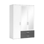 Kleiderschrank Inga 3 Trg. 125X190X51 Cm, Weiß/Graphit | Möbel Boss Within Kleiderschrank 125 Cm Breit