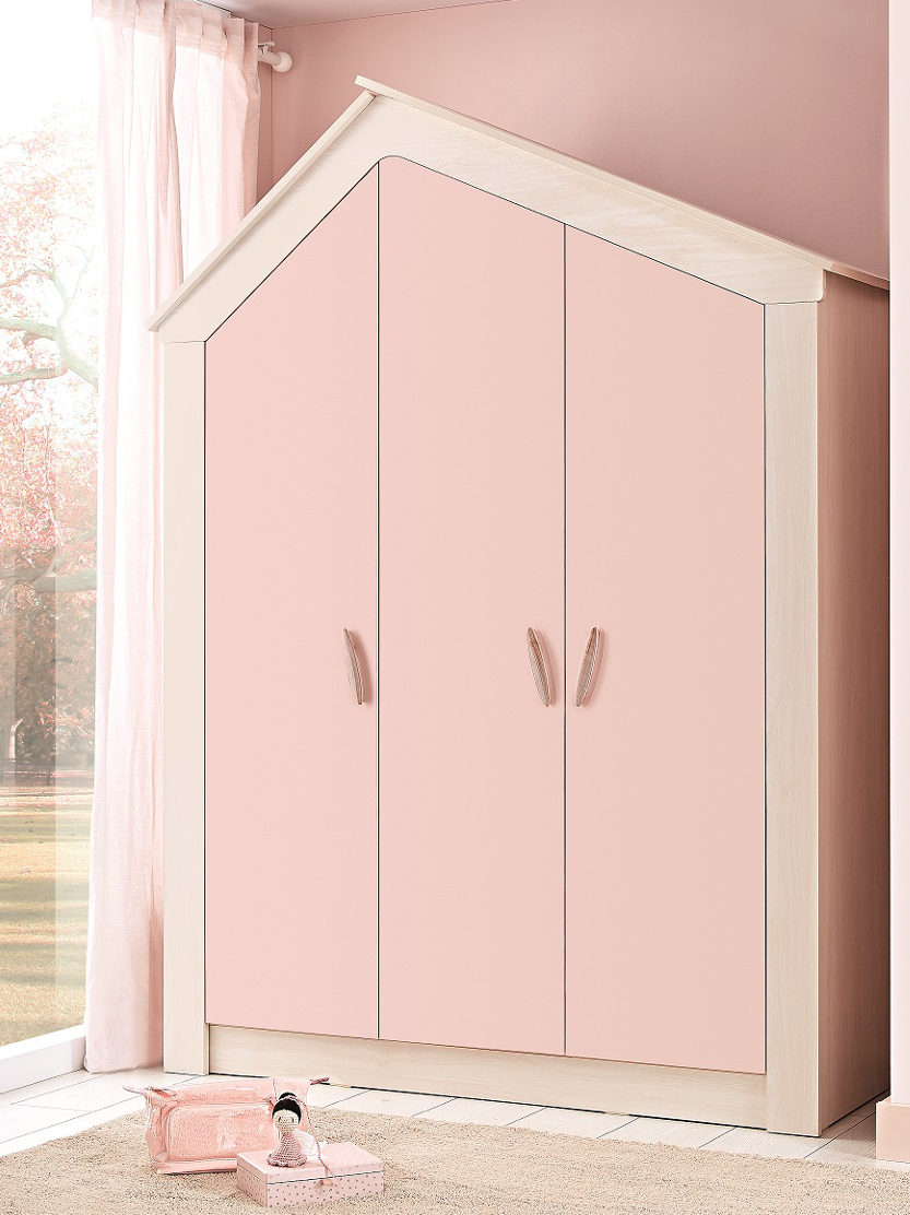 Kleiderschrank Pink House, 3-Türig throughout Kinder Kleiderschrank Mädchen