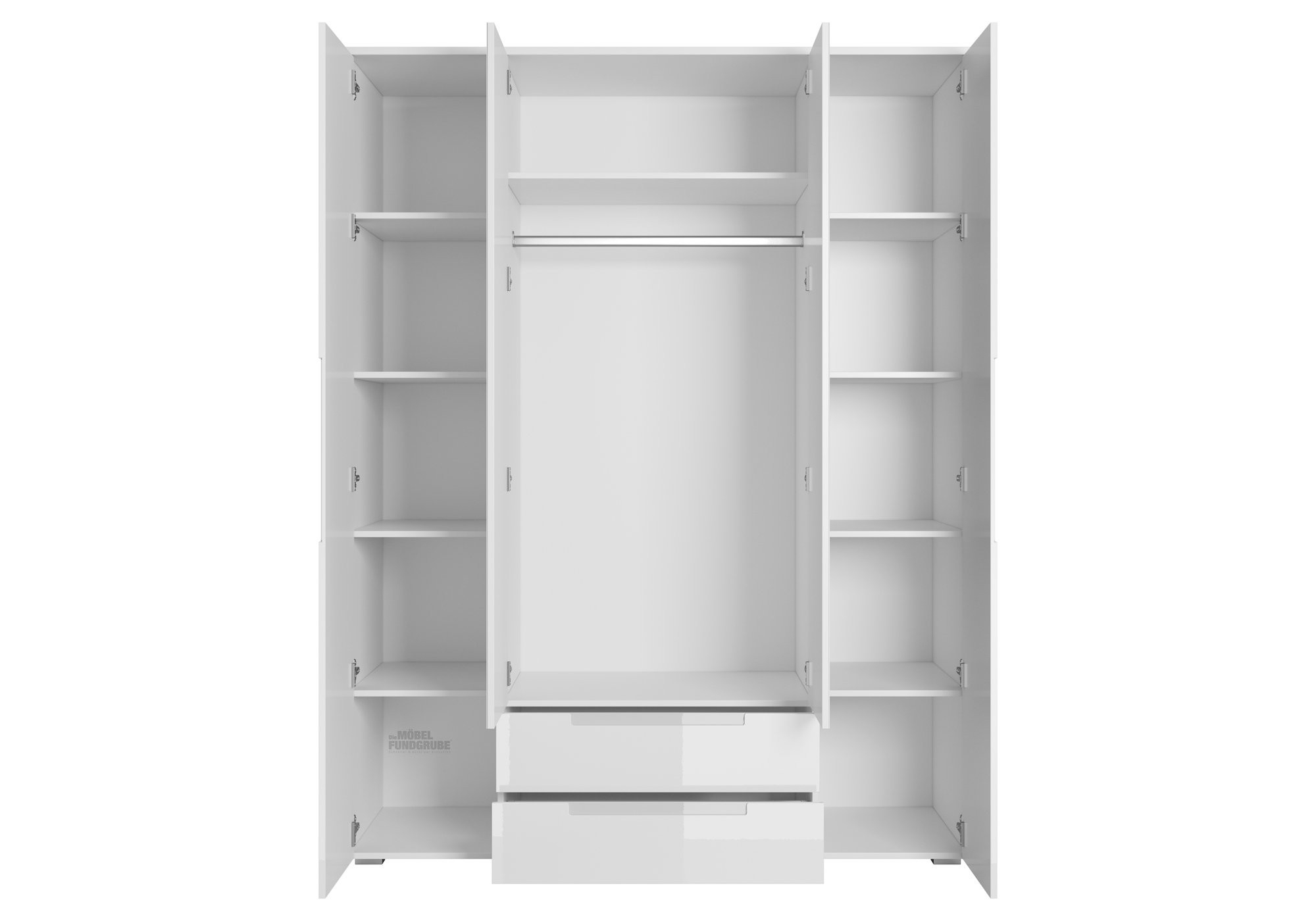 Kleiderschrank Weiß Hochglanz 160 Cm 4-Türig - Spice inside Kleiderschrank 160 Hoch