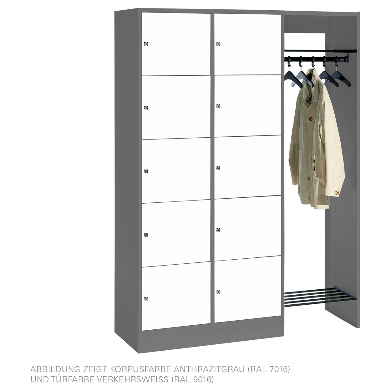 Offene Garderobe Für 10 Personen, Hxbxt 195X185X48 Cm in Kleiderschrank Weiß  Mtt