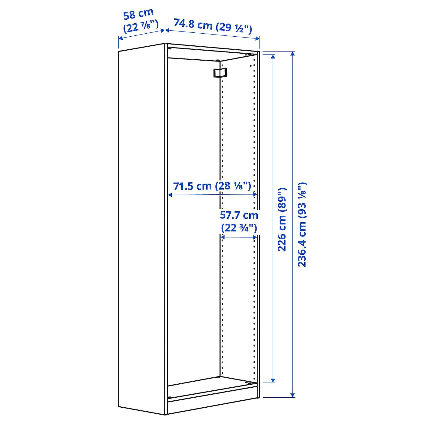 Pax Korpus Kleiderschrank - Weiß 75X58X236 Cm regarding Kleiderschrank Maße