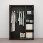 Rakkestad Kleiderschrank Mit 3 Türen – Schwarzbraun 117X176 Cm Inside Kleiderschrank Schwarzbraun