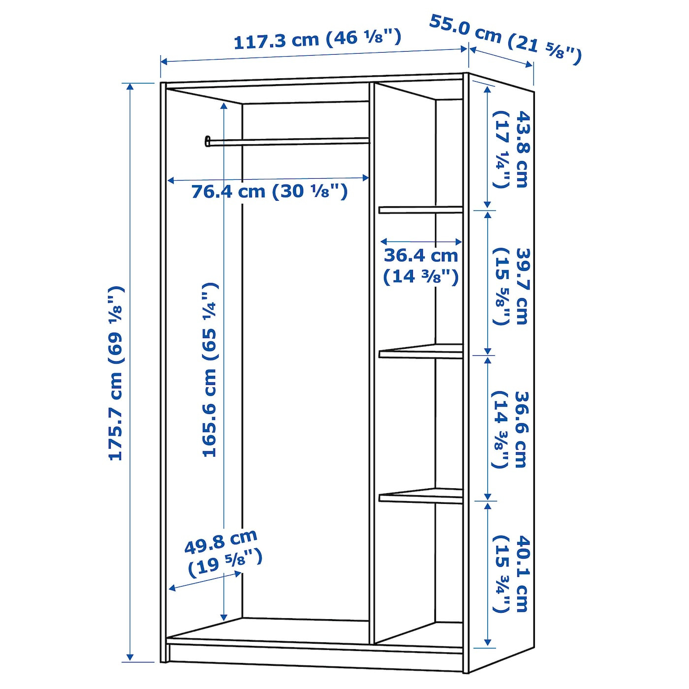 Rakkestad Kleiderschrank Mit 3 Türen - Schwarzbraun 117X176 Cm throughout Ikea Rakke Kleiderschrank