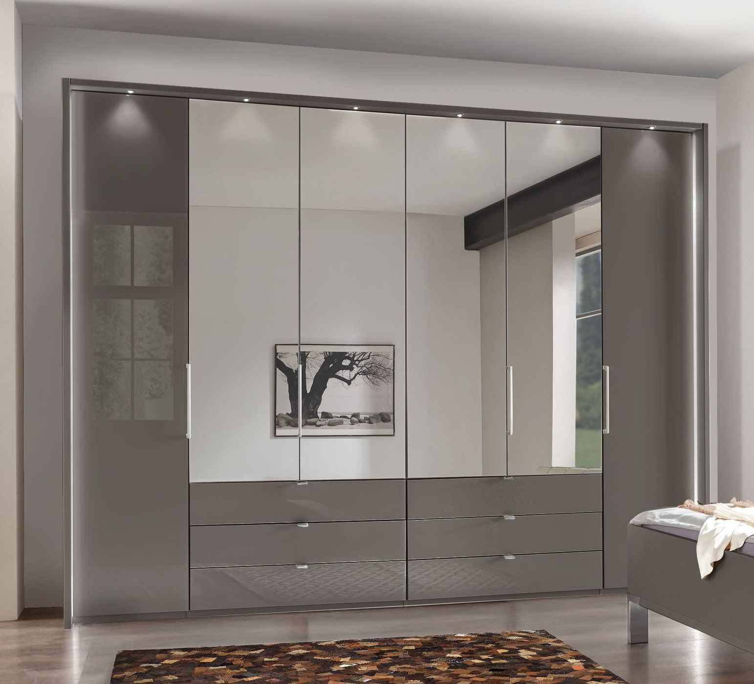 Spiegel-Kleiderschrank Mit Glasfront Und Schubladen - Harrow inside Kleiderschrank Mit Spiegel