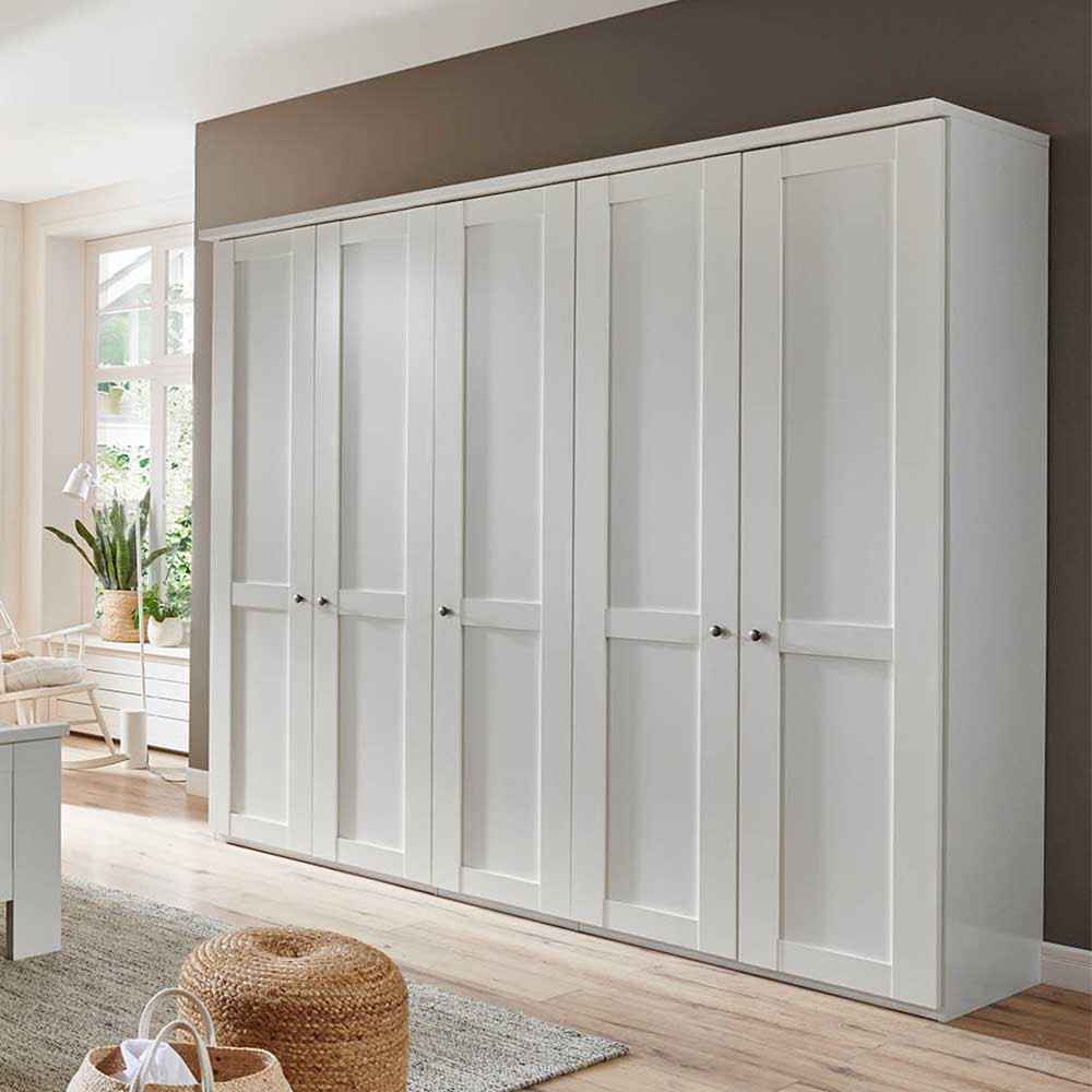 Weißer Kleiderschrank 5-Türig 250 Cm Breit - Flinn throughout 5 Türiger Kleiderschrank