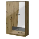 120 Cm Breiter Kleiderschrank Mit 3 Türen, 6 Fächern Und 2 Schubladen |  Farbe: Eiche | Tiefe: 50 Cm With Kleiderschrank Tiefe 50