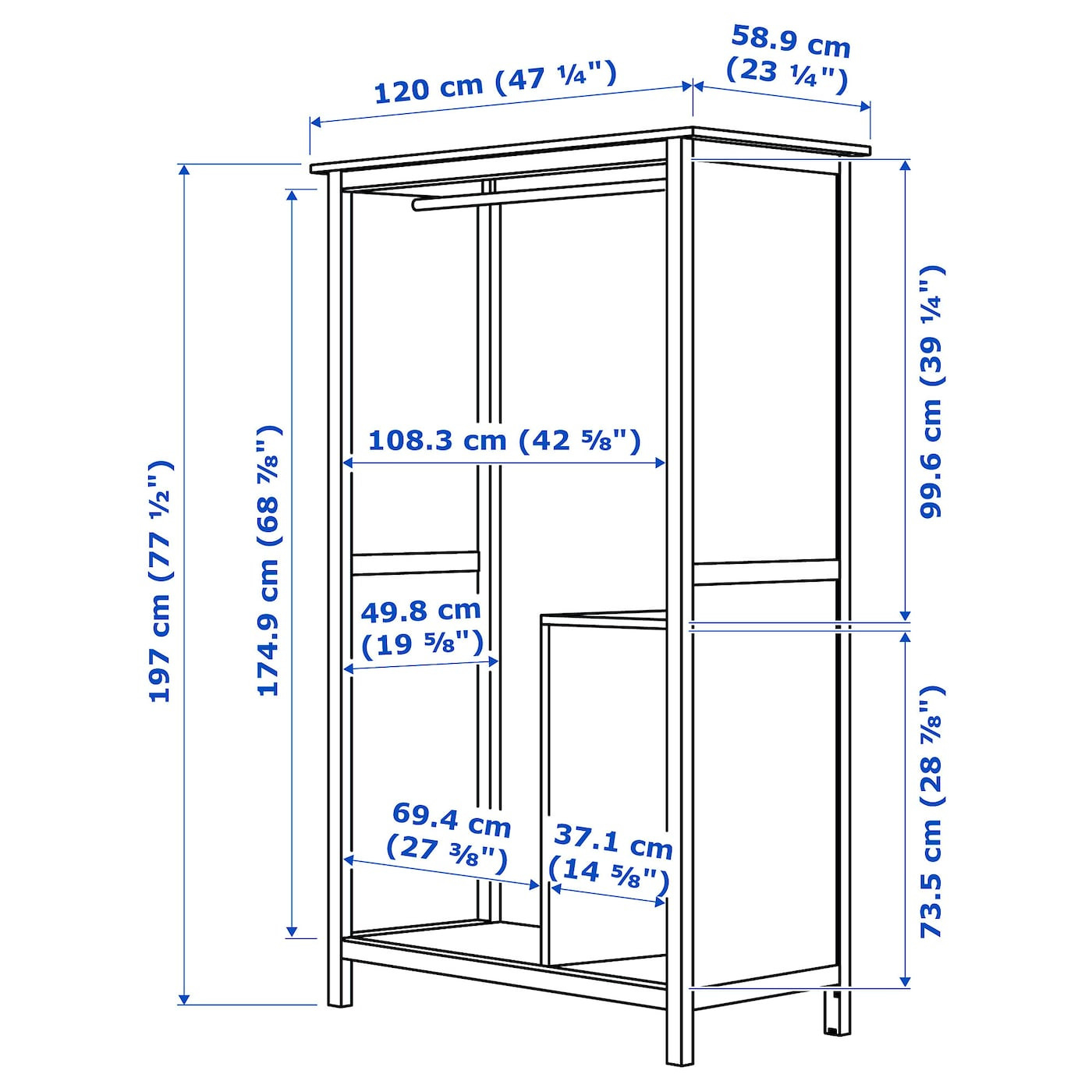 Hemnes Kleiderschrank Mit 2 Schiebetüren, Weiß Gebeizt, 120X197 Cm with Kleiderschrank Ikea Hemnes