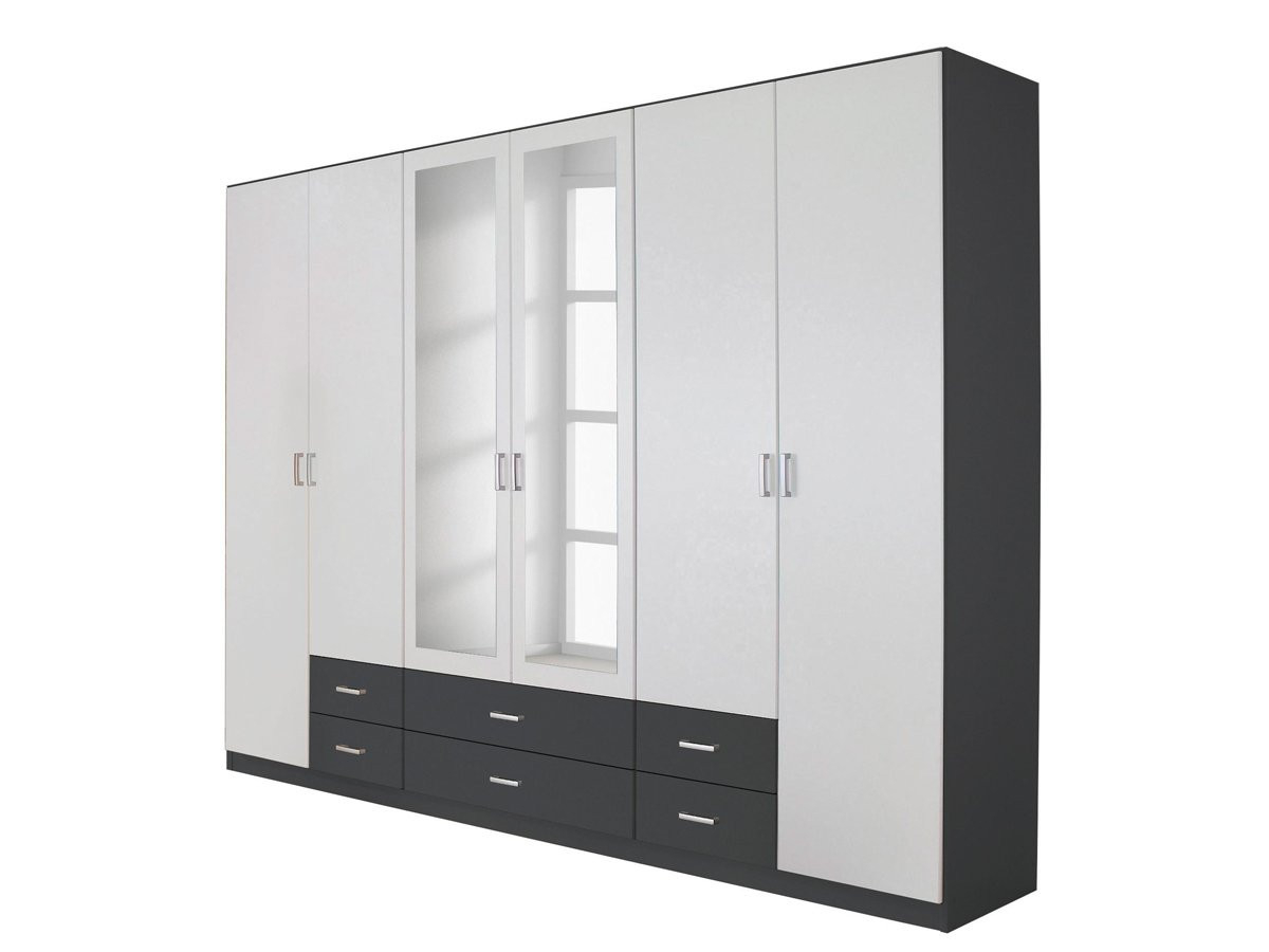 Kleiderschrank Mit Spiegel 271 Cm Weiß - Grau - Gamma within Kleiderschrank Grau Weiß