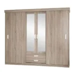 230 Cm Breiter Kleiderschrank Mit 4 Türen, 5 Fächern Und 2 Schubladen |  Farbe: Sonoma Eiche | Tiefe: 62 Cm regarding Kleiderschrank 230 Cm Breit